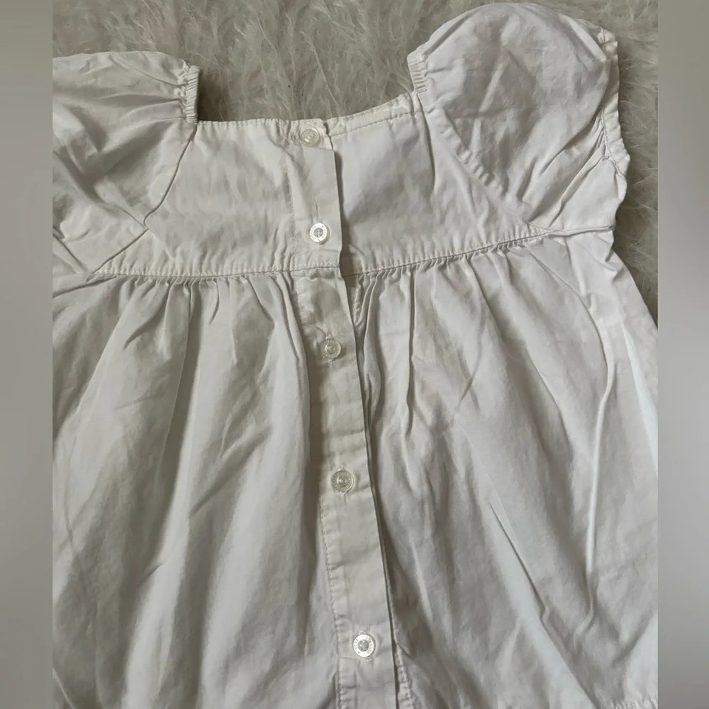 Vintage OshKosh B'gosh White Blouse with Multicolor Floral Embroidery